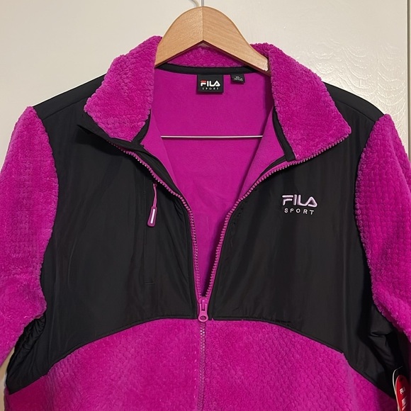 FILA SPORT Women Pink/black  Fleece Jacket Size xl - Picture 2 of 7
